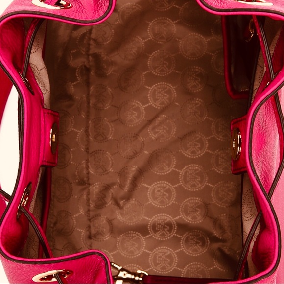 Michael Kors Jules Red Leather Drawstring Handbag Purse - Picture 6 of 6